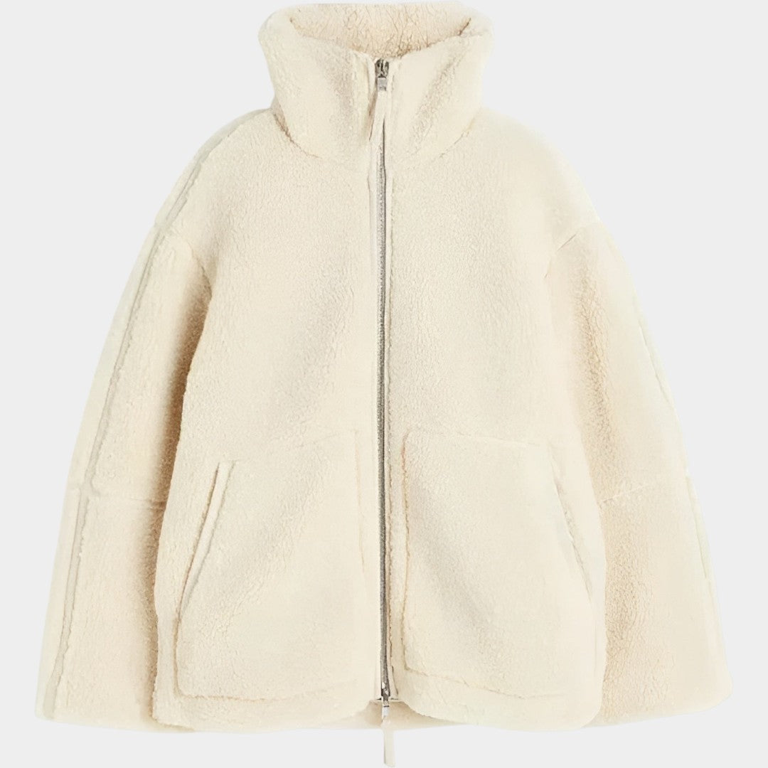 Petra – dámský oversized teddy kabát na zip