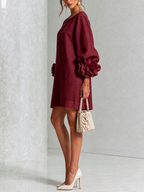 Andrea - Elegantní Mini Šaty s Květinovými Knoflíky