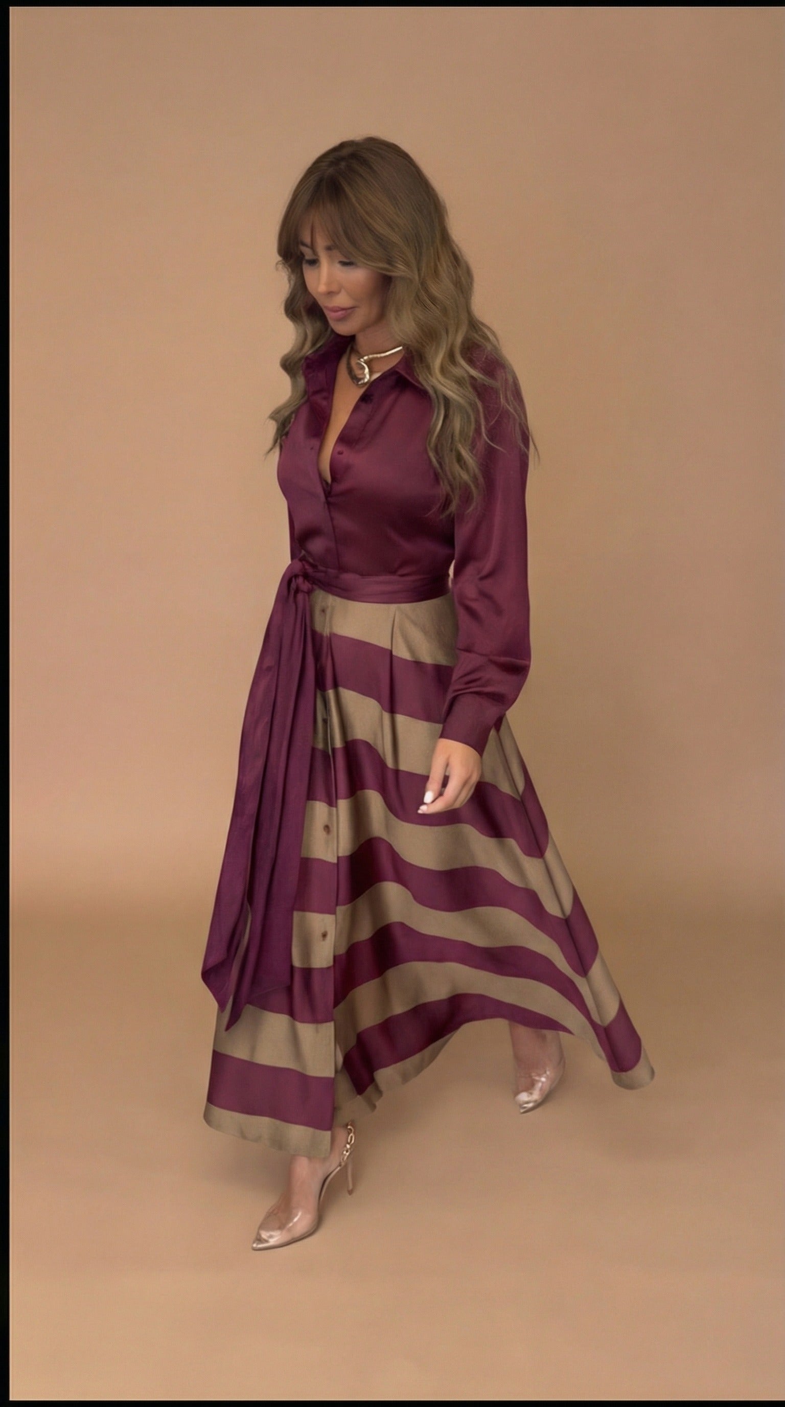 Mila | Pruhované maxi šaty