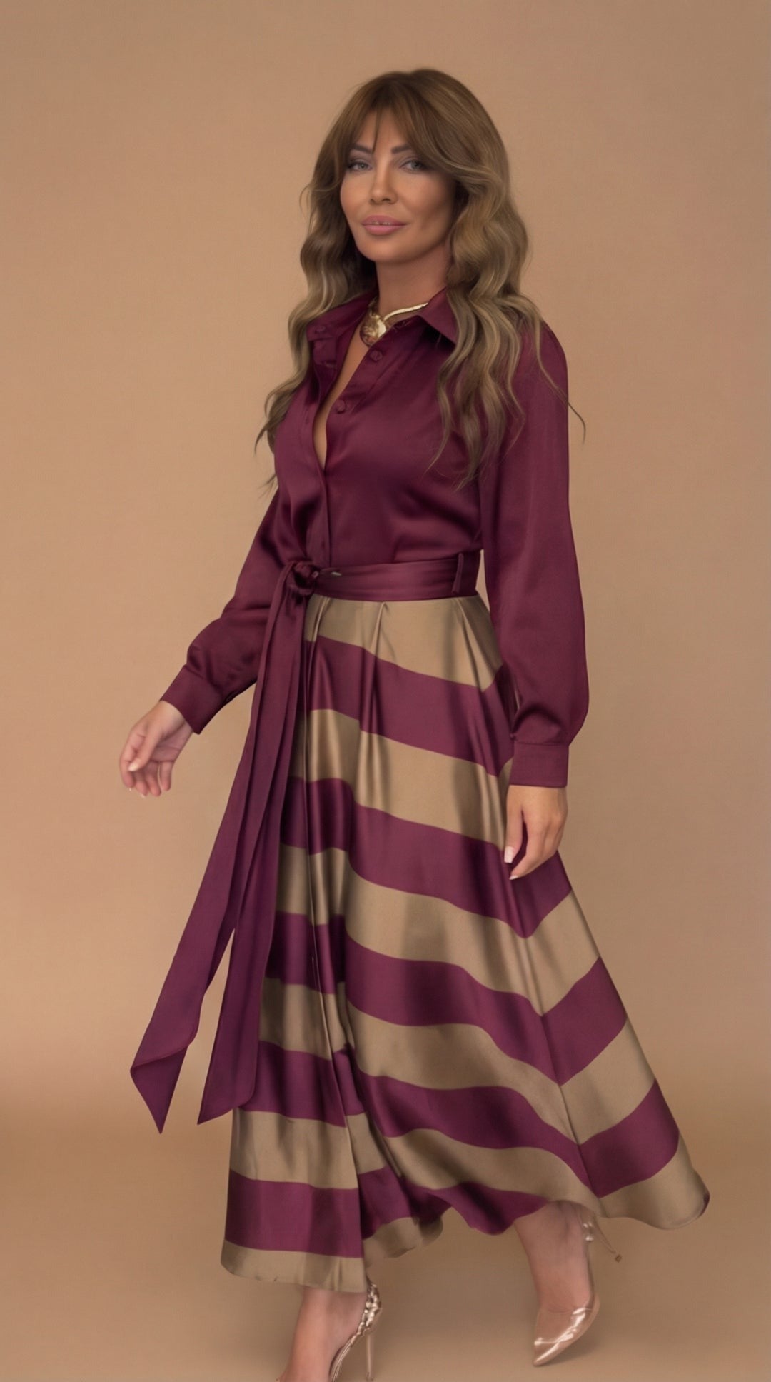 Mila | Pruhované maxi šaty