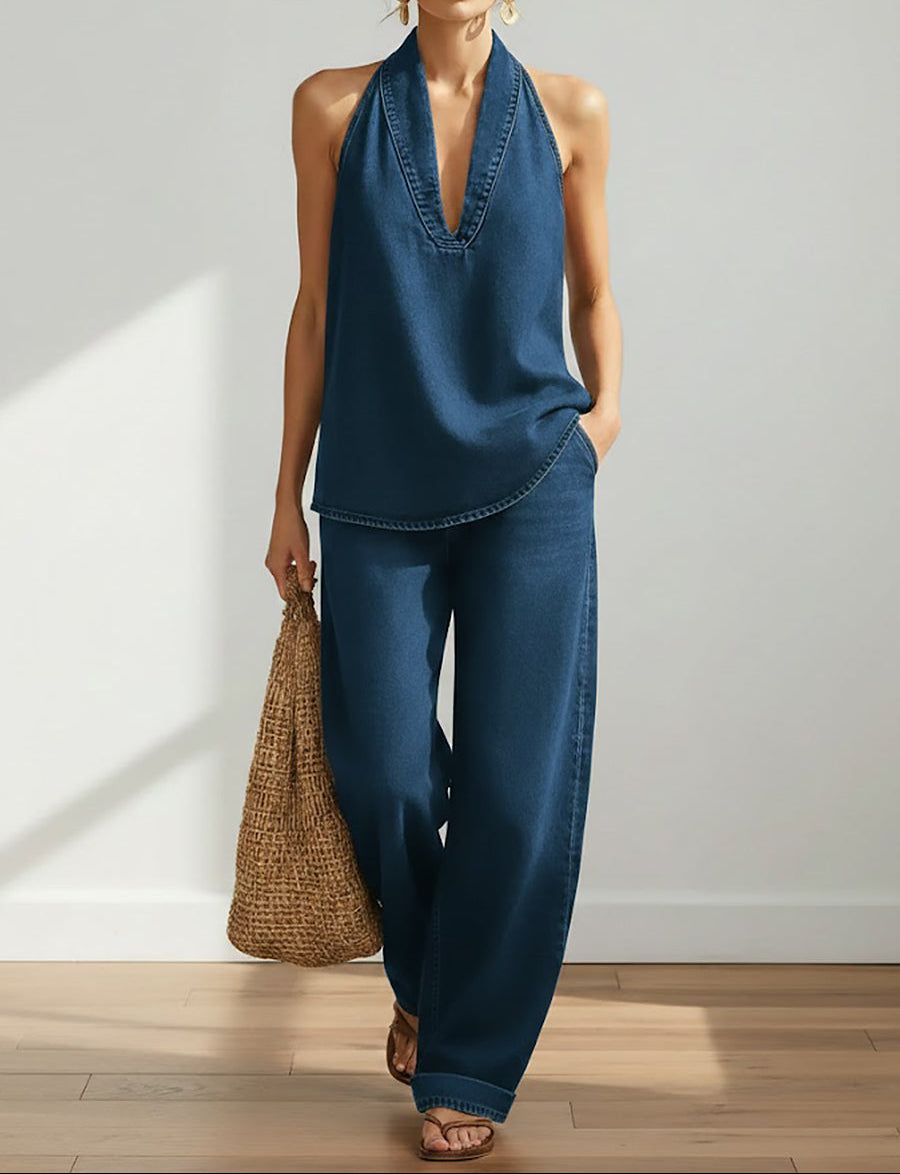 Ivy | Vintage Washed Soft Denim-Look Dvoudílná Sada