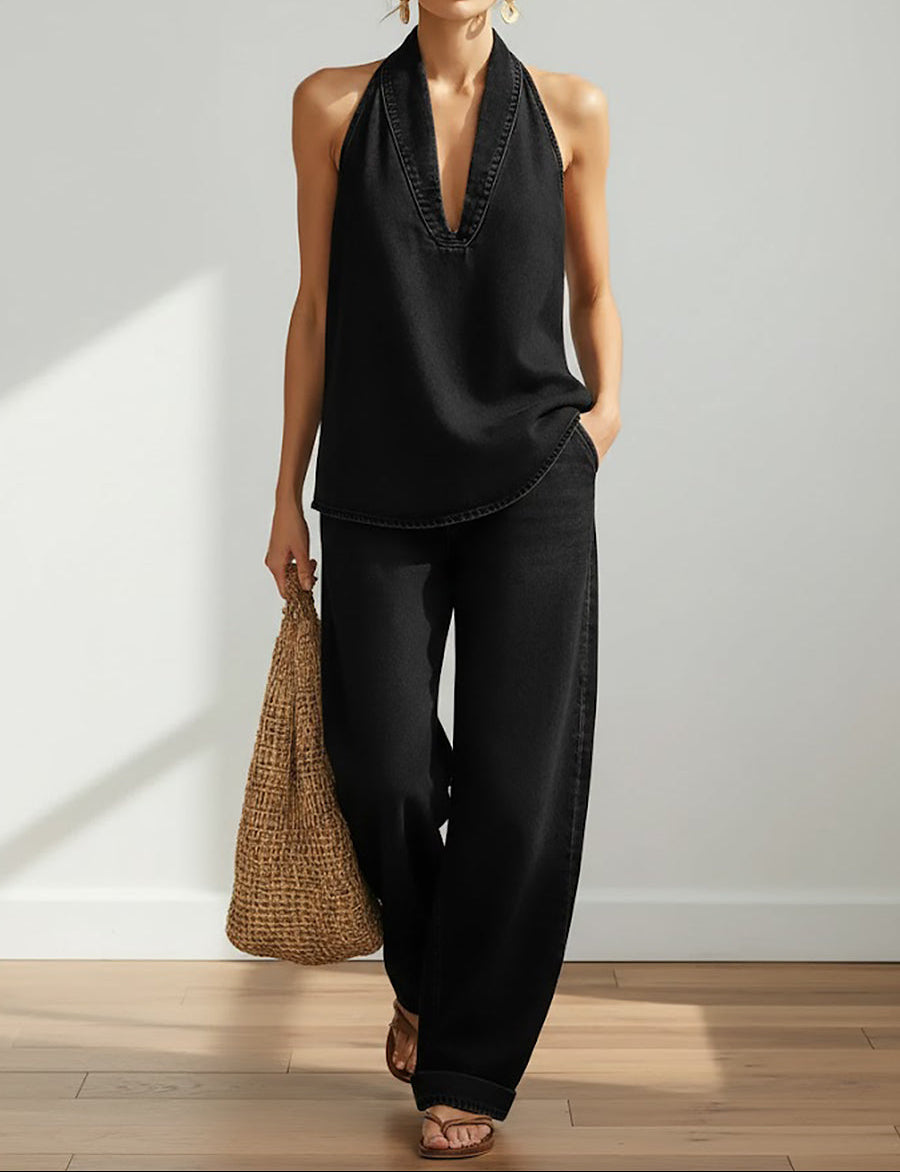 Ivy | Vintage Washed Soft Denim-Look Dvoudílná Sada