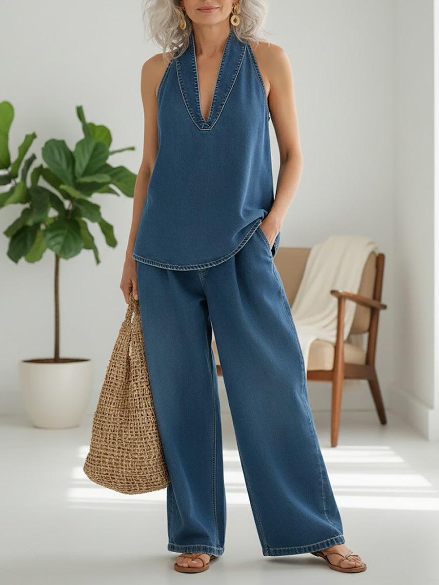Ivy | Vintage Washed Soft Denim-Look Dvoudílná Sada